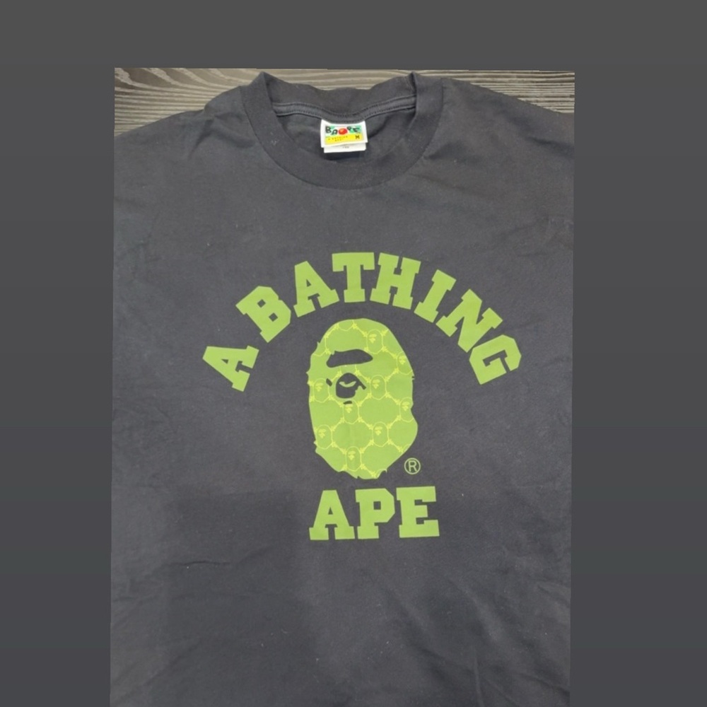 A Bathing Ape Black and Green Graphic T-Shirt